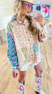 Dusty Mauve Multi Color Patch Work Shirt