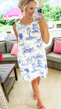 Blue Western Toile Sleeveless Mini Dress