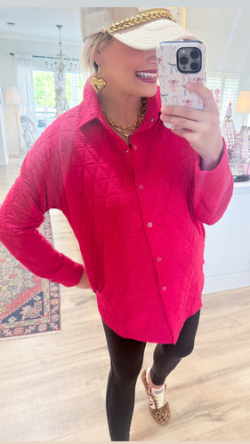 Hot Pink Quilted Shacket