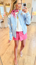 Light Blue Heart Print Cardigan