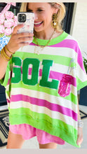 Light Green and Pink Striped Golf Top
