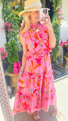 Pink Tropical Skirt Set