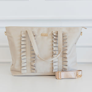 Ruffled Nylon Tote Bag