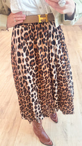 Leopard Print Balloon Midi Skirt